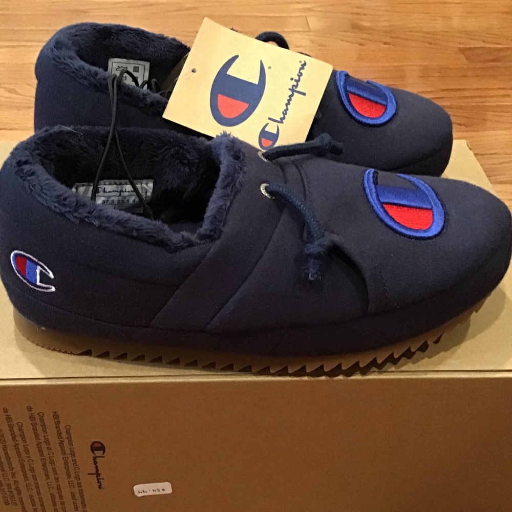 Kids Champion Fleece Hoodie Style Navy Blue Slippers